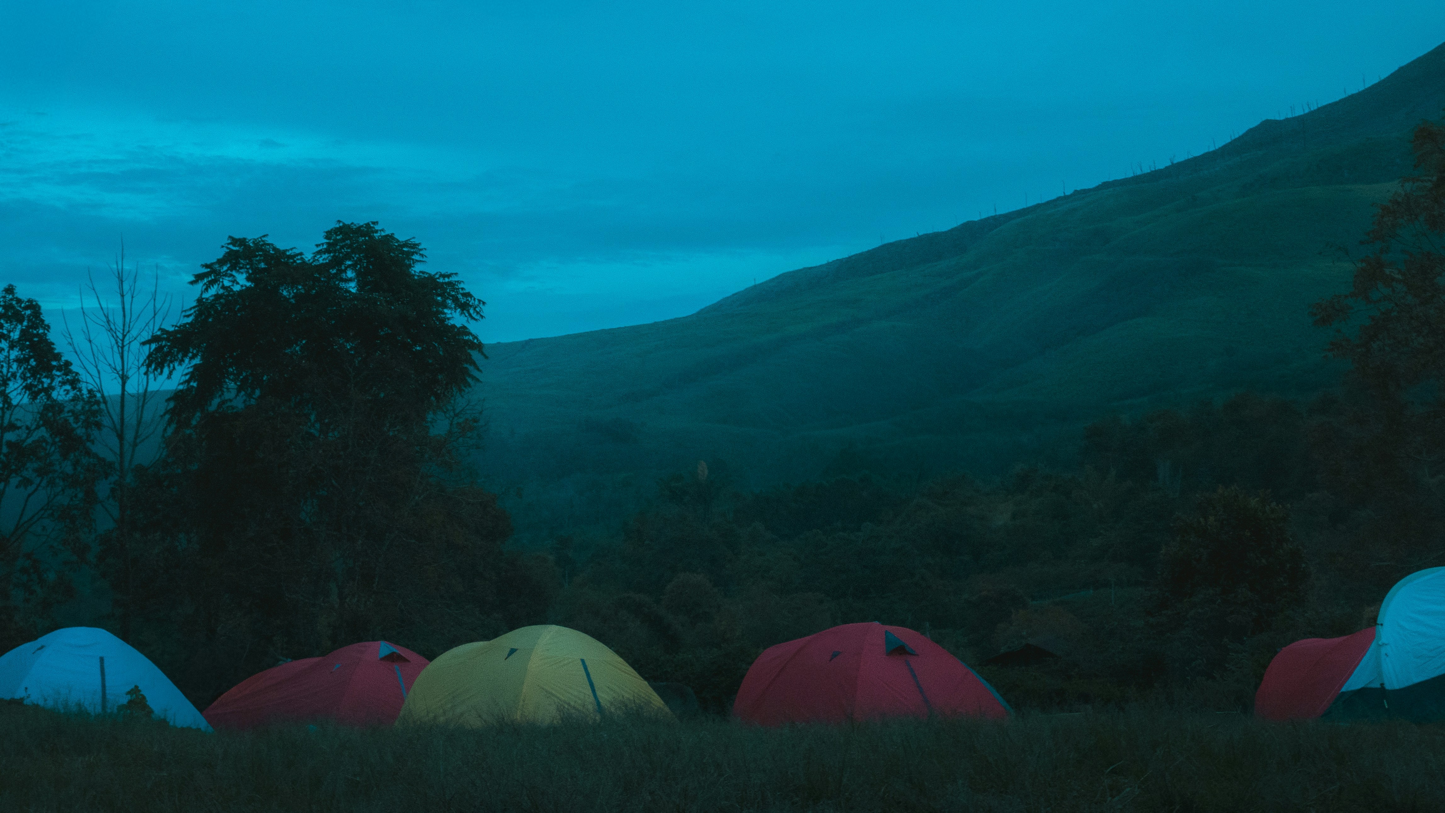Self Packer camping in the mountains