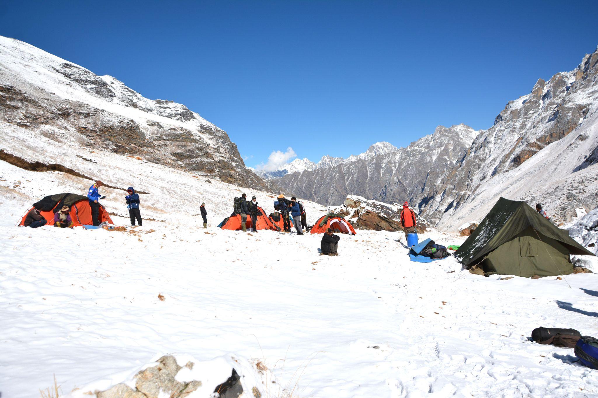 Self Packer campsite in the snow